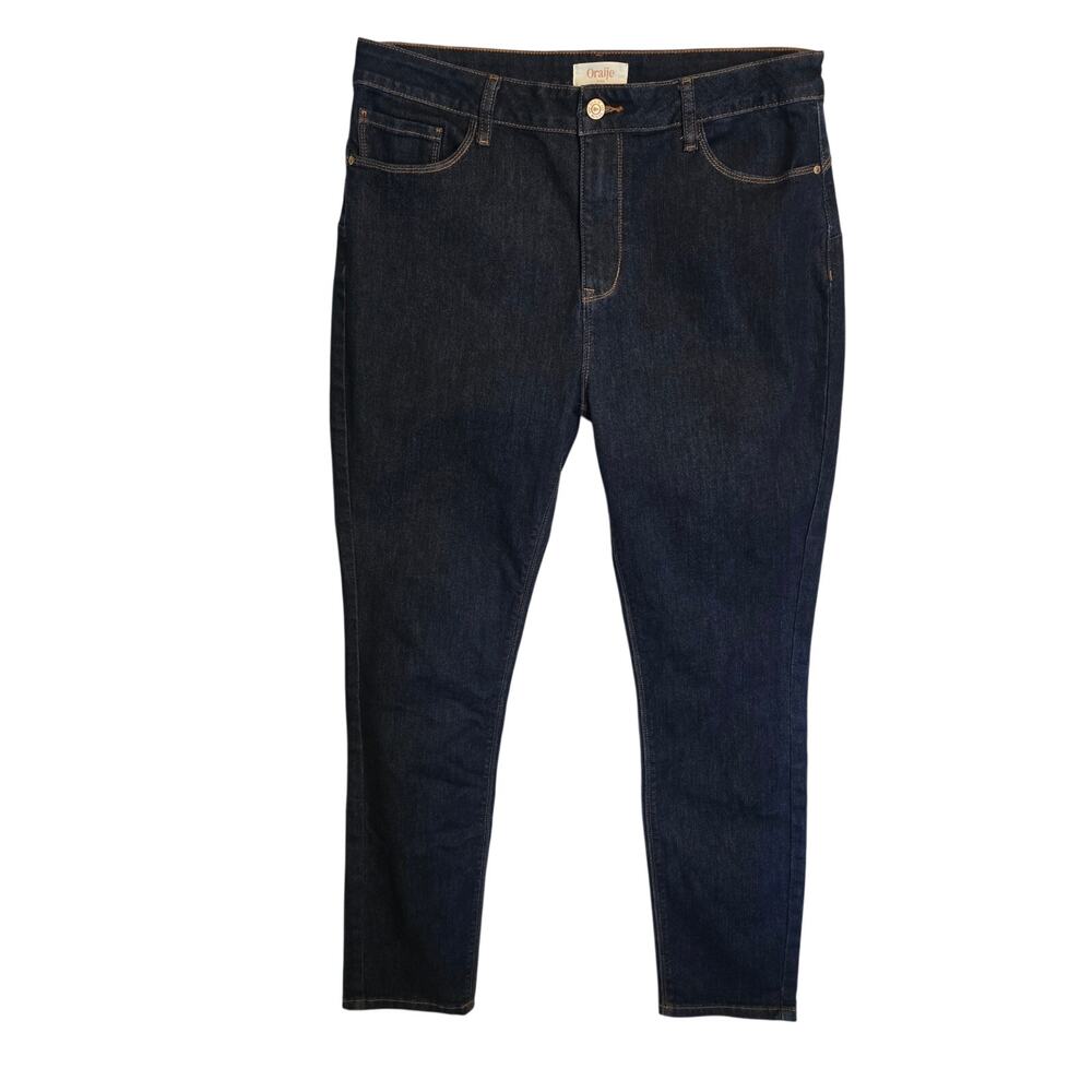 Oraije Paris Jeans Womens US Size 35 Blue Skinny High Rise Dark Wash Stretch